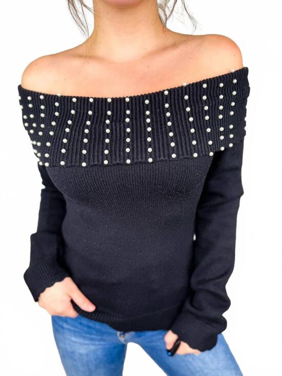 ABLE Sweaters - NEW ABLE knit off shoulder long sleeve sweater in black